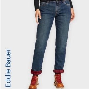 Eddie Bauer Natural Fit Flannel Lined Jeans Women's Size 8/30 Blue Purple Warm